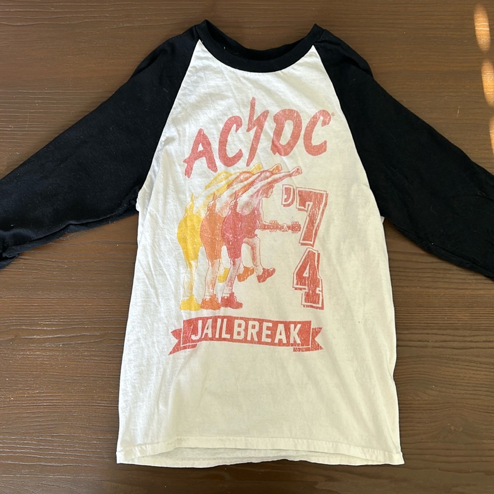AC/DC baseball tee, size small